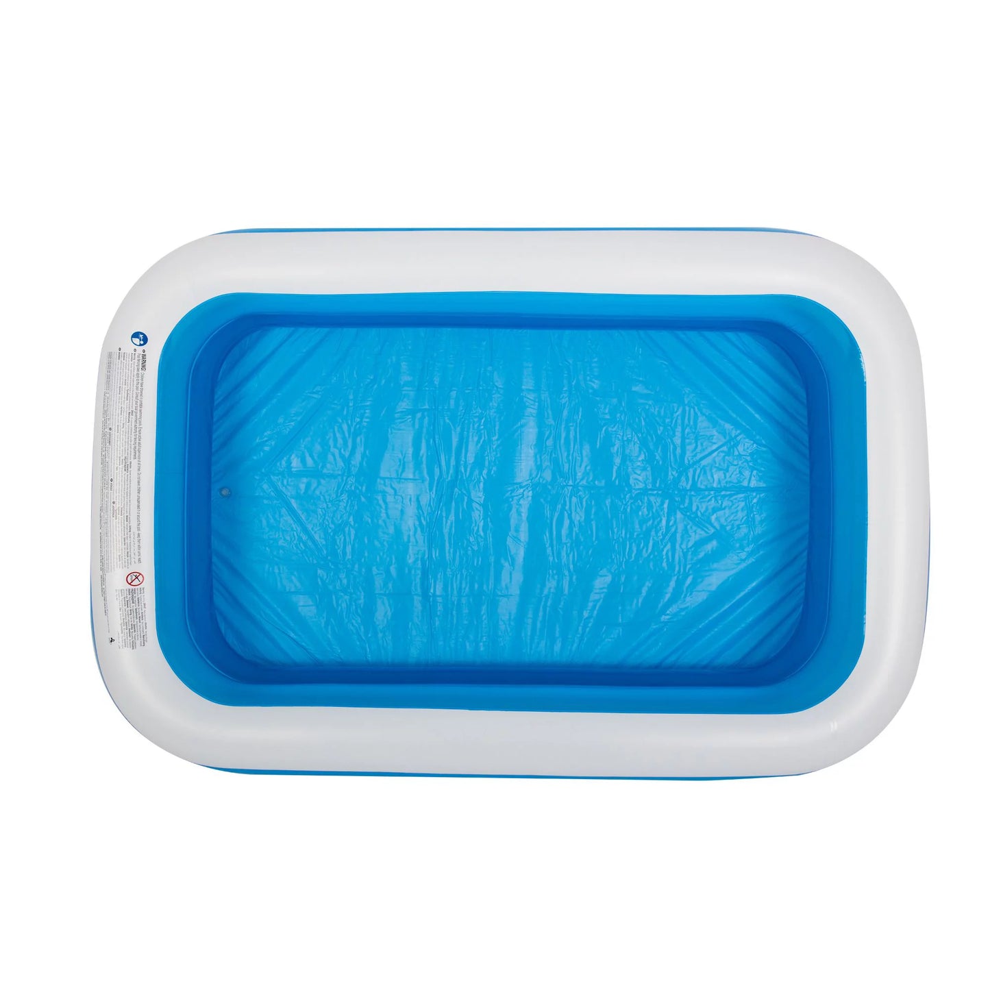 8.5' blue and white inflatable rectangular swimming pool