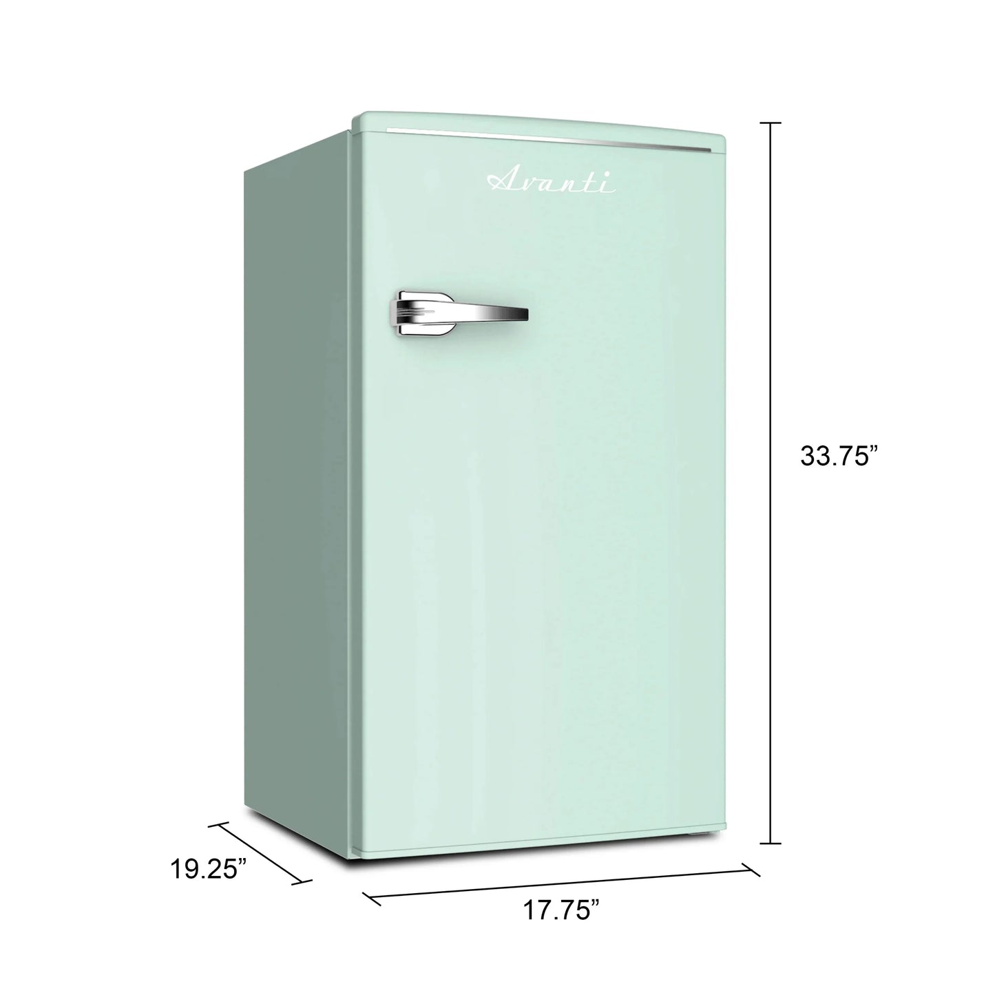 Avanti retro series compact refrigerator, mini-fridge, 3.1 cu. ft., in seafoam green (rmrs31x7g-is)