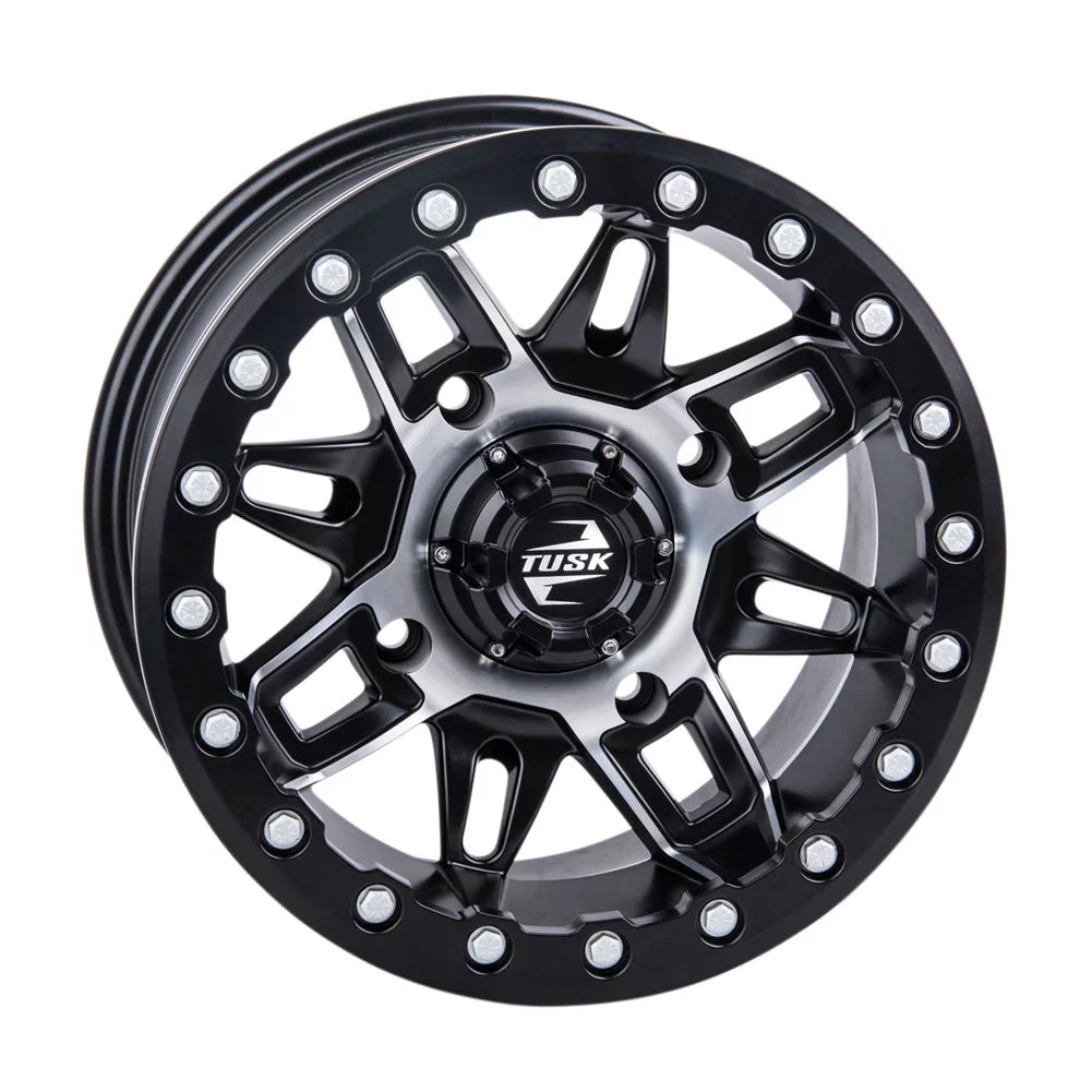 (2 pack) 4/137 tusk wasatch beadlock wheel 15x7 5.0 + 2.0 machined/black for can-am defender hd10 pro limited 2021-2022