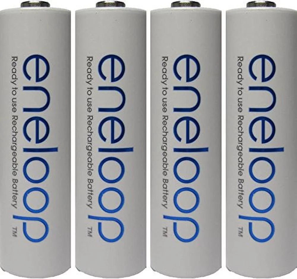 4 pack newest version panasonic eneloop 4th generation aa nimh pre-charged 2100 times rechargeable batteries + free battery holder