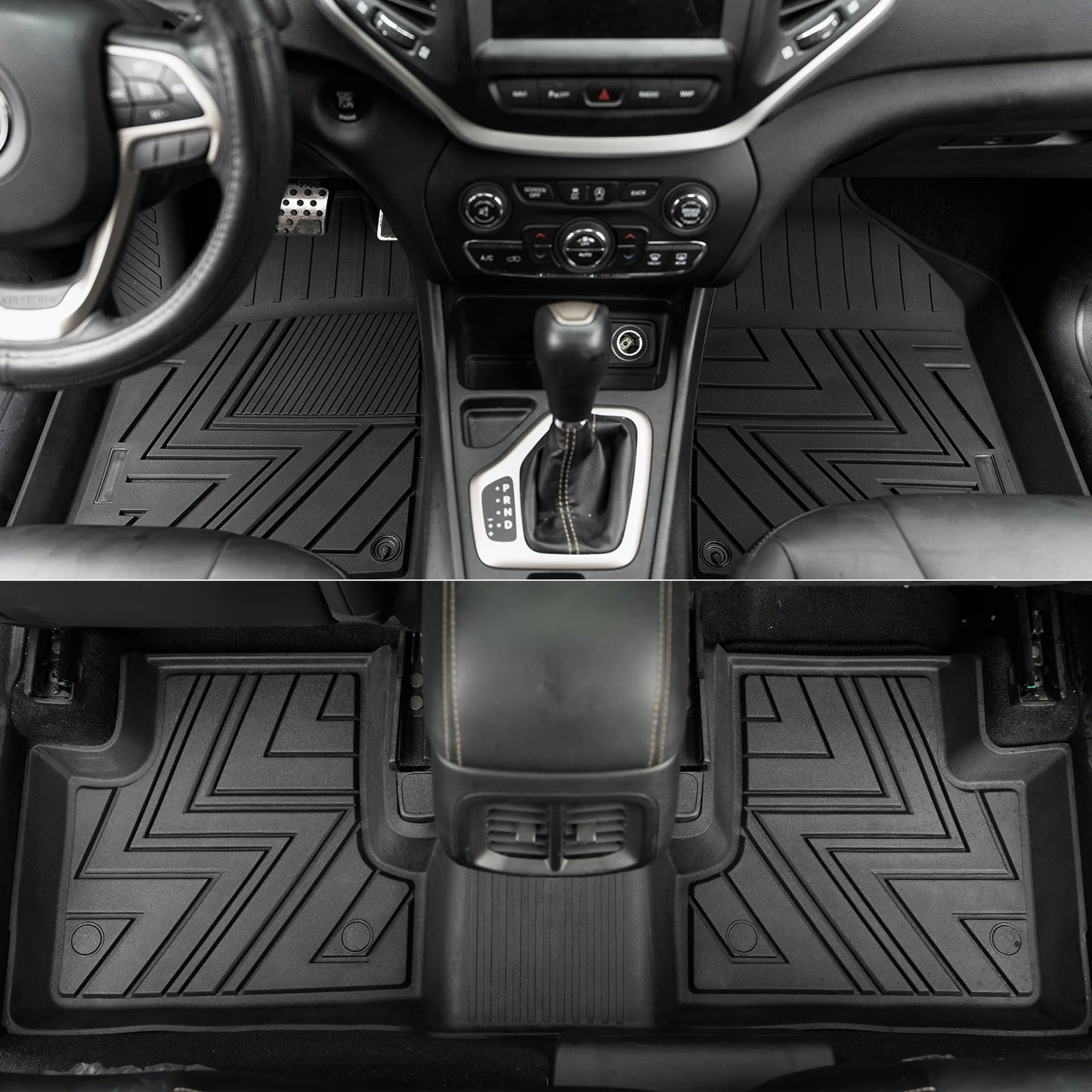 Floor mats compatible with 2019-2023 jeep cherokee cargo liner trunk mat tpe all weather back seat cover protector 2022 cherokee accessories (trunk mat+backrest mats+floor mats)