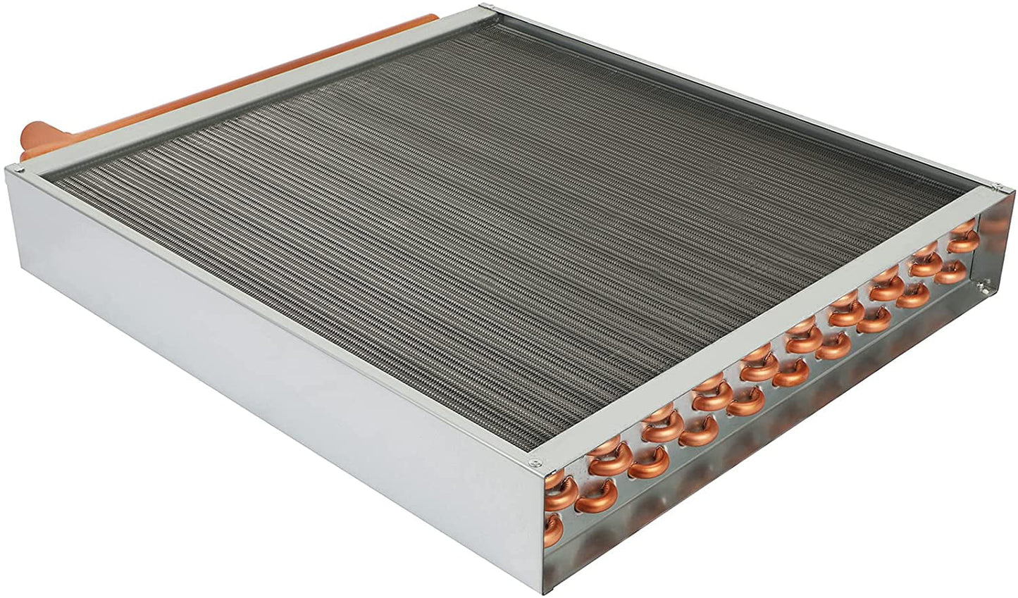 20" x 20" water to air heat exchanger with 1" copper ports perfectly with outdoor furnace ideal for residential hvac system