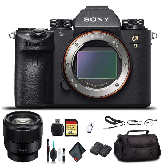 Sony alpha a9 mirrorless camera ilce9/b with sony fe 24-70mm lens, soft bag, additional battery, 64gb memory card, card reader , plus essential accessories