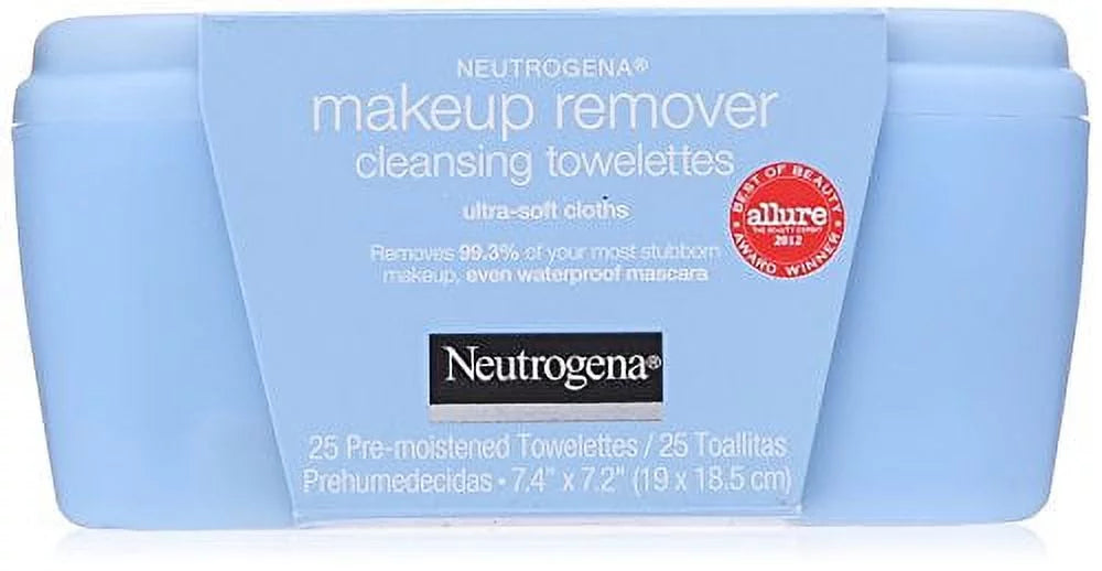 2 pack - neutrogena makeup remover cleansing towelettes 25 count each