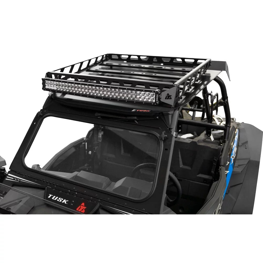 Tusk utv adventure roof rack rack with force roof and v2 30" lt. bar for polaris rzr xp turbo limited edition 2019