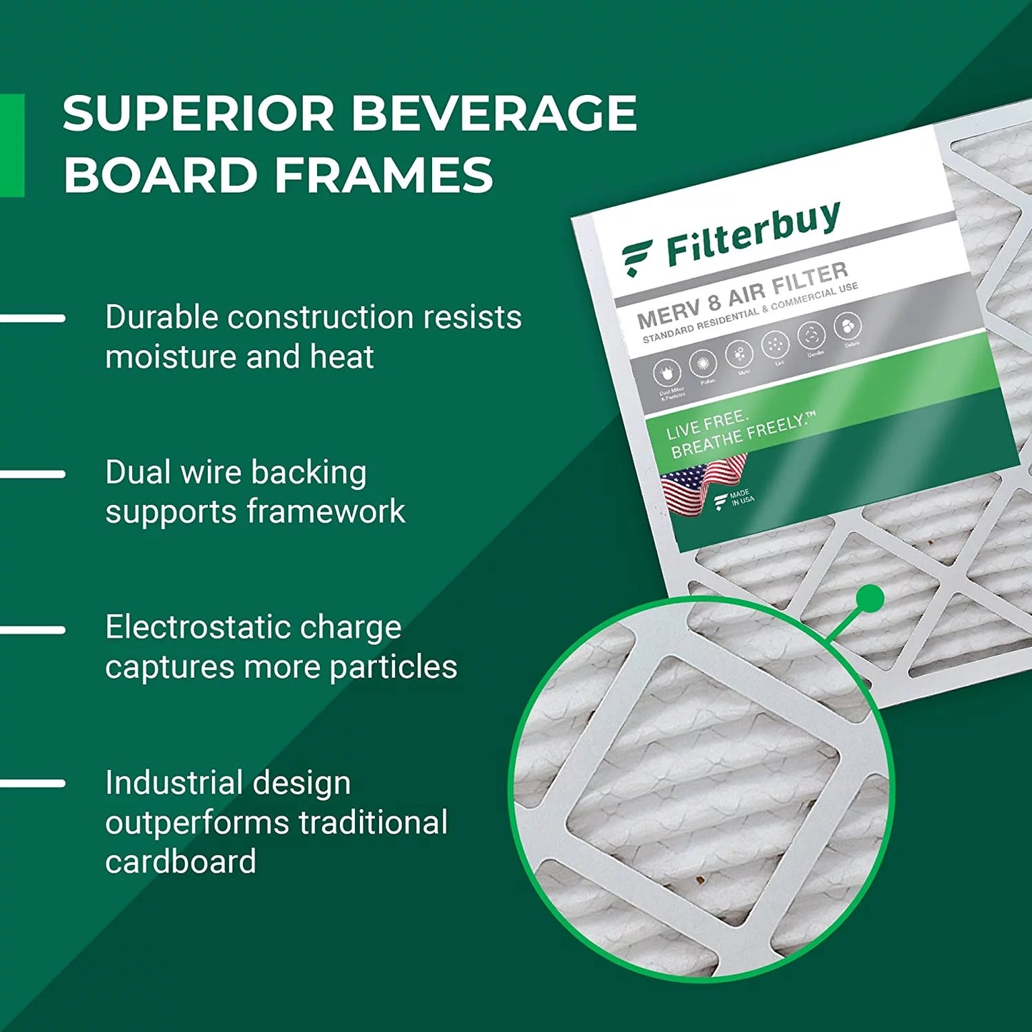 Filterbuy 12x36x1 merv 8 pleated hvac ac furnace air filters (5-pack)