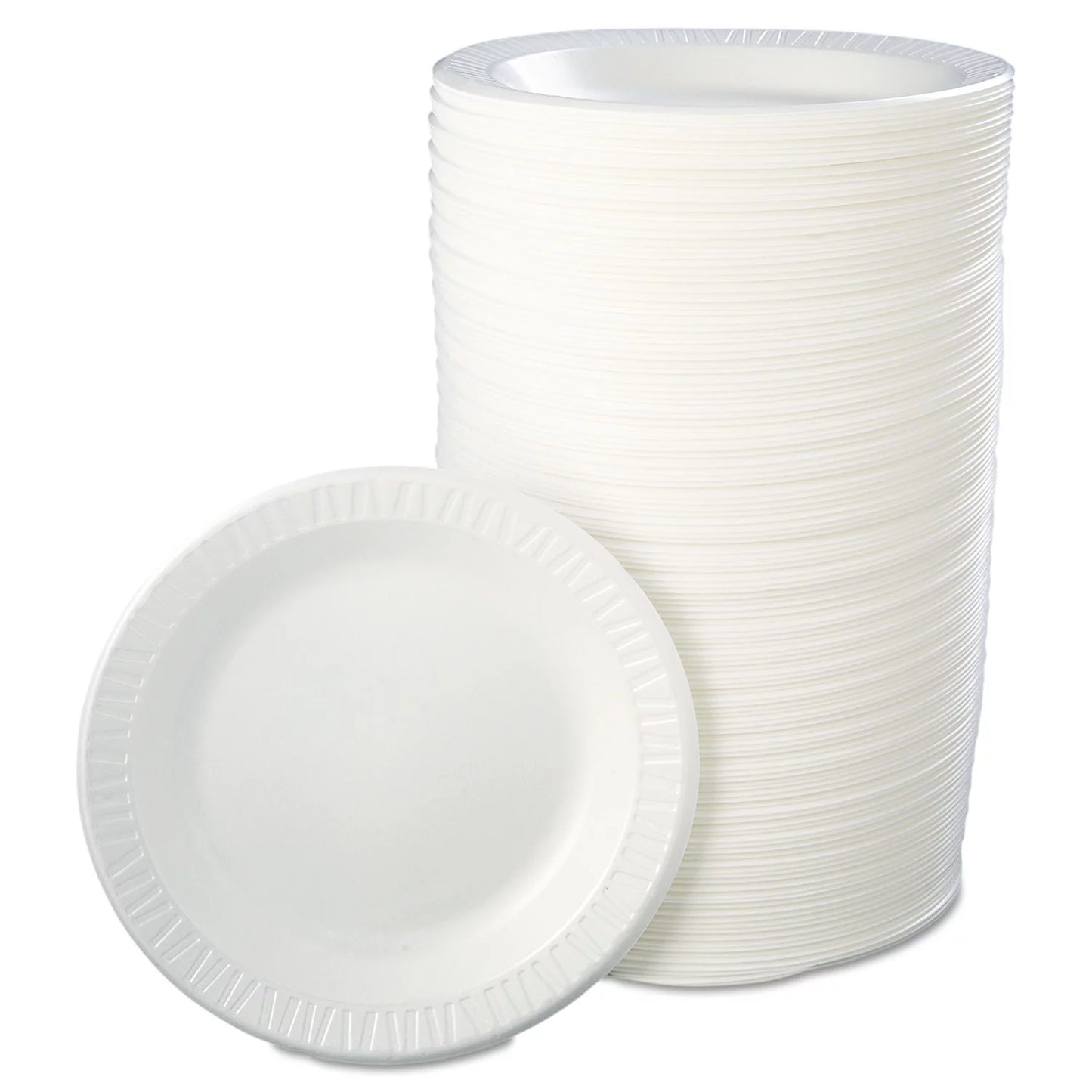 Dart quiet classic laminated foam dinnerware, plate, 10.25" dia, white, 125/pack, 4 packs/carton