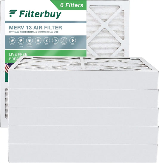 Filterbuy 12x12x4 merv 13 pleated hvac ac furnace air filters (6-pack)