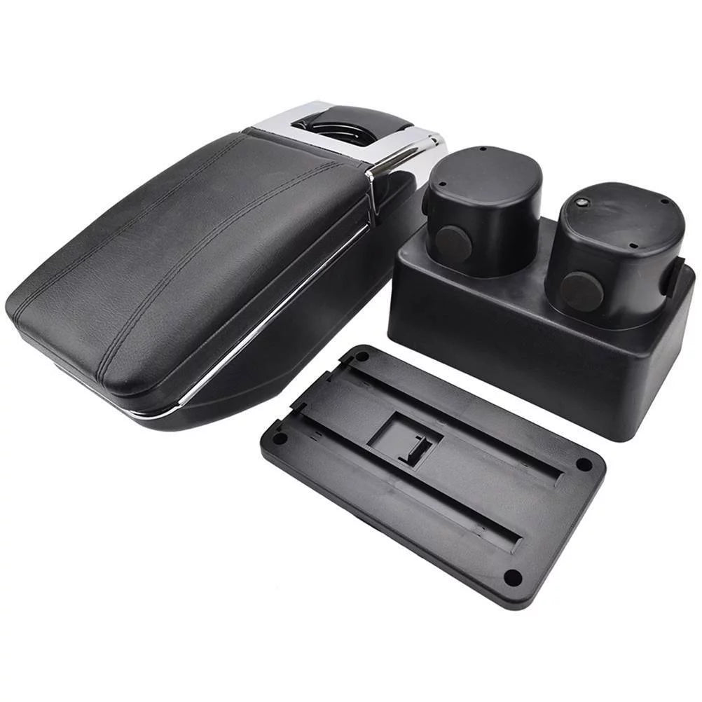 Oukaning black leather center console storage box rotatable car center console armrest box for nissan versa tiida latio 2007-2011