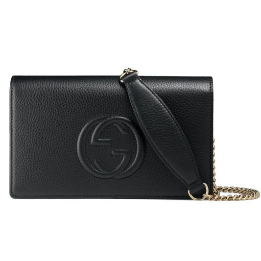 Gucci soho wallet on chain black leather cross body bag