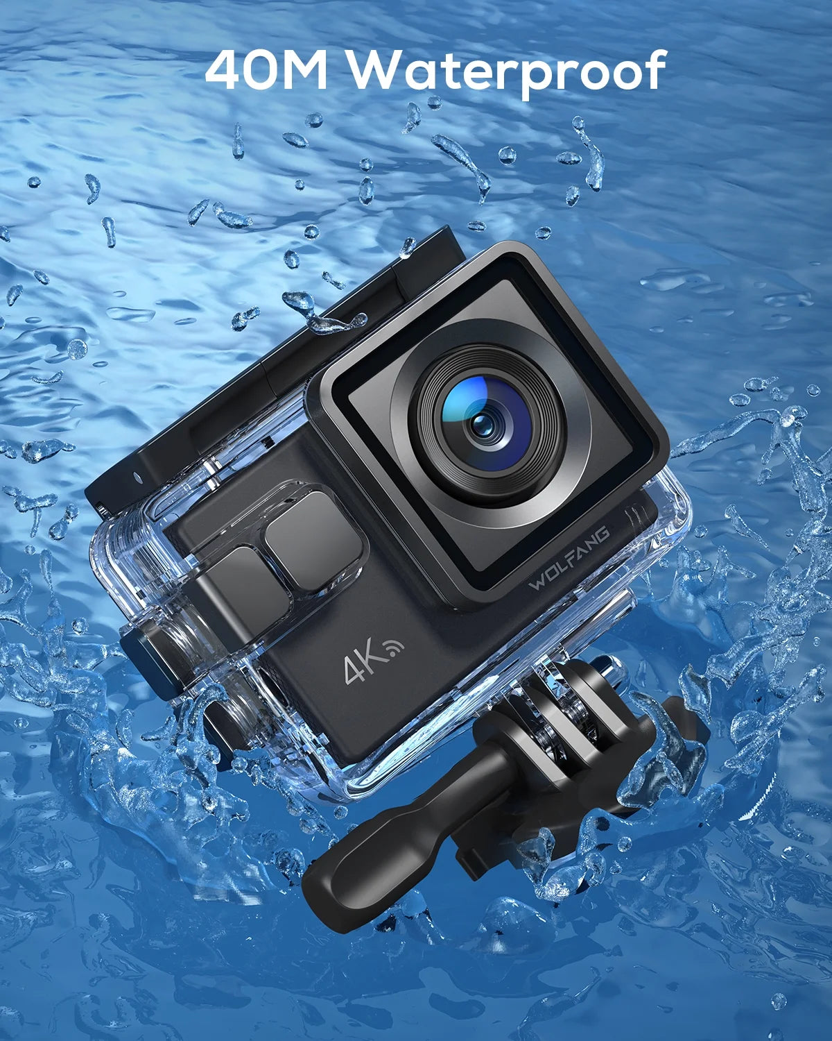 Wolfang action camera 4k 20mp action cam waterproof 40m underwater camera eis stabilization wifi video camera 170�