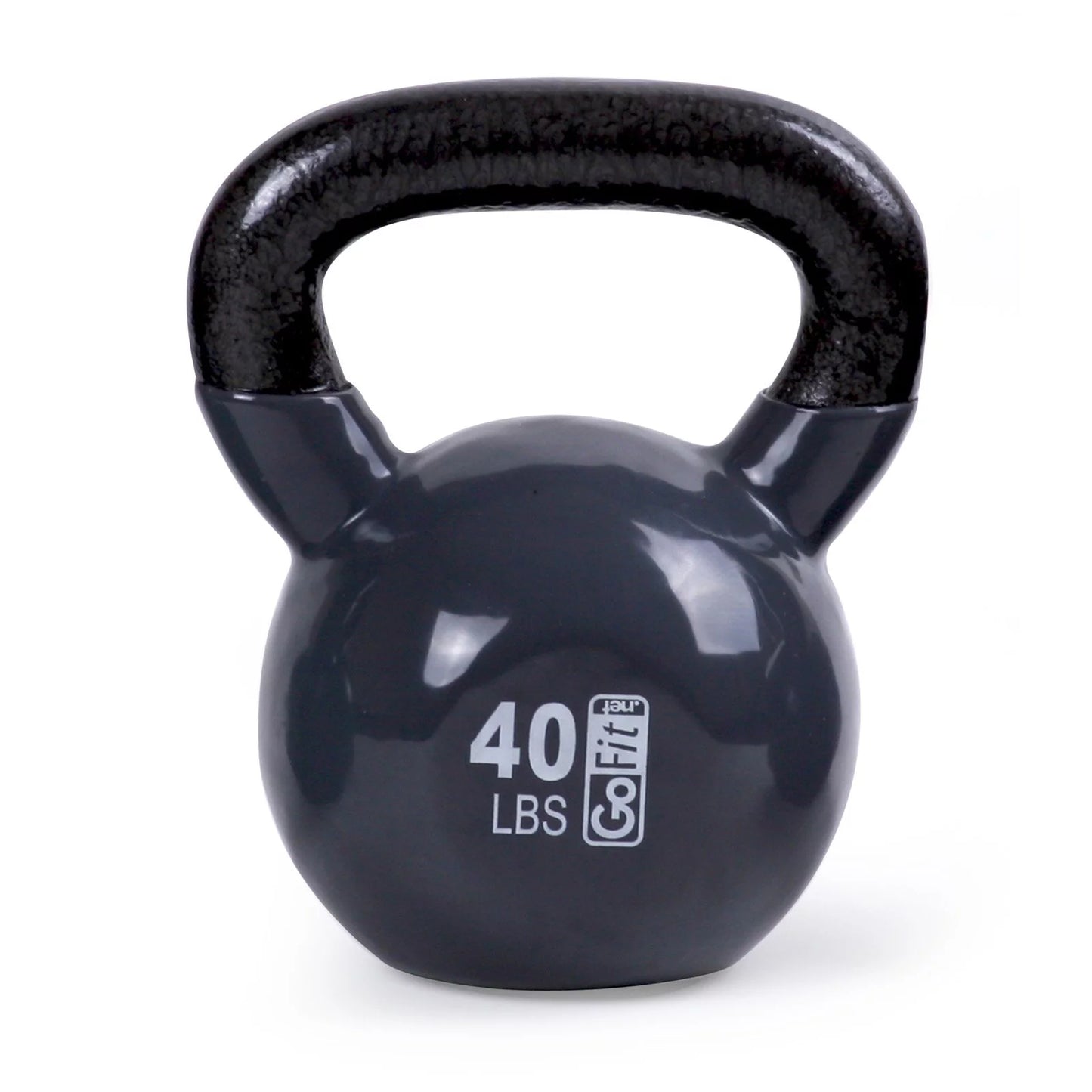 Gofit classic vinyl coated kettlebell with dvd and training manual 35lb - green