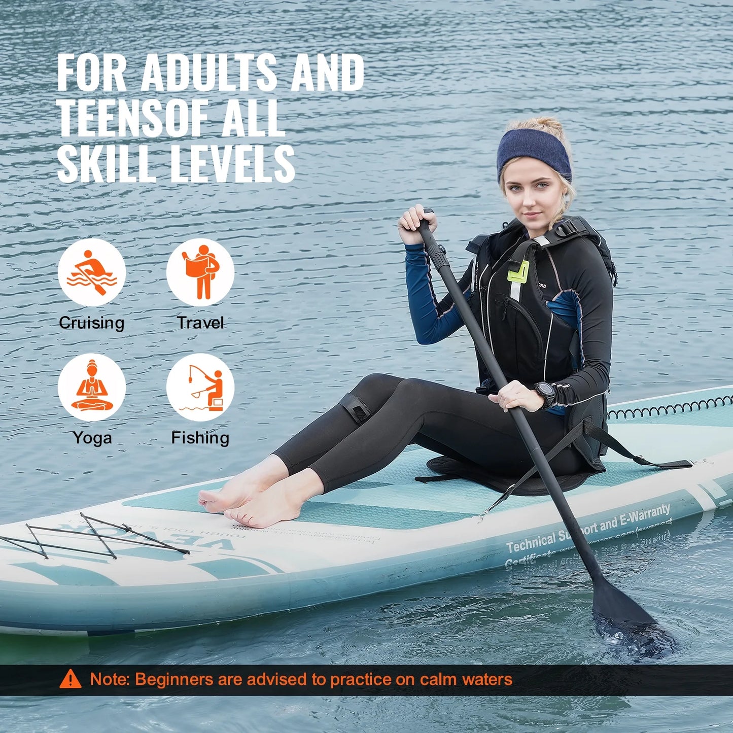 Skyshalo 10 ft kayak board inflatable stand up paddle board with seat accessory