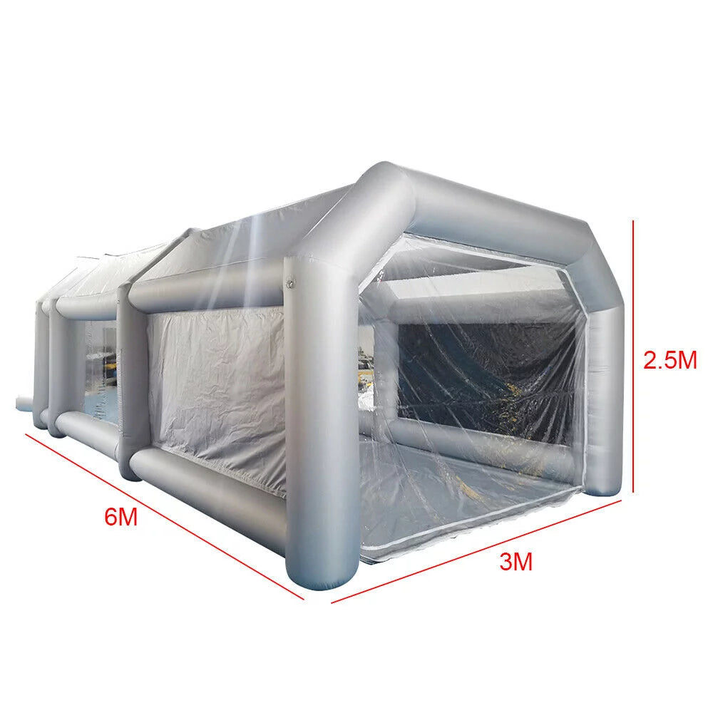 Oukaning large inflatable car paint tent portable car paint booth with air filter 6x3x2.5m