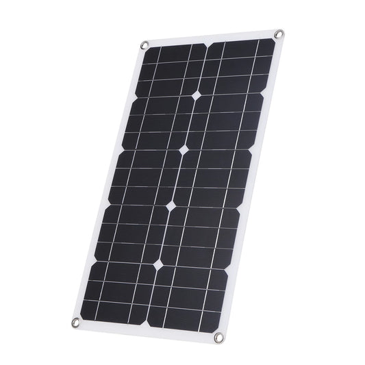 Radirus 50w d c 9v/18v flexible solar panel kit - 30a l-ed display controller, usb/type c interface, car charger - reliable solar power for home