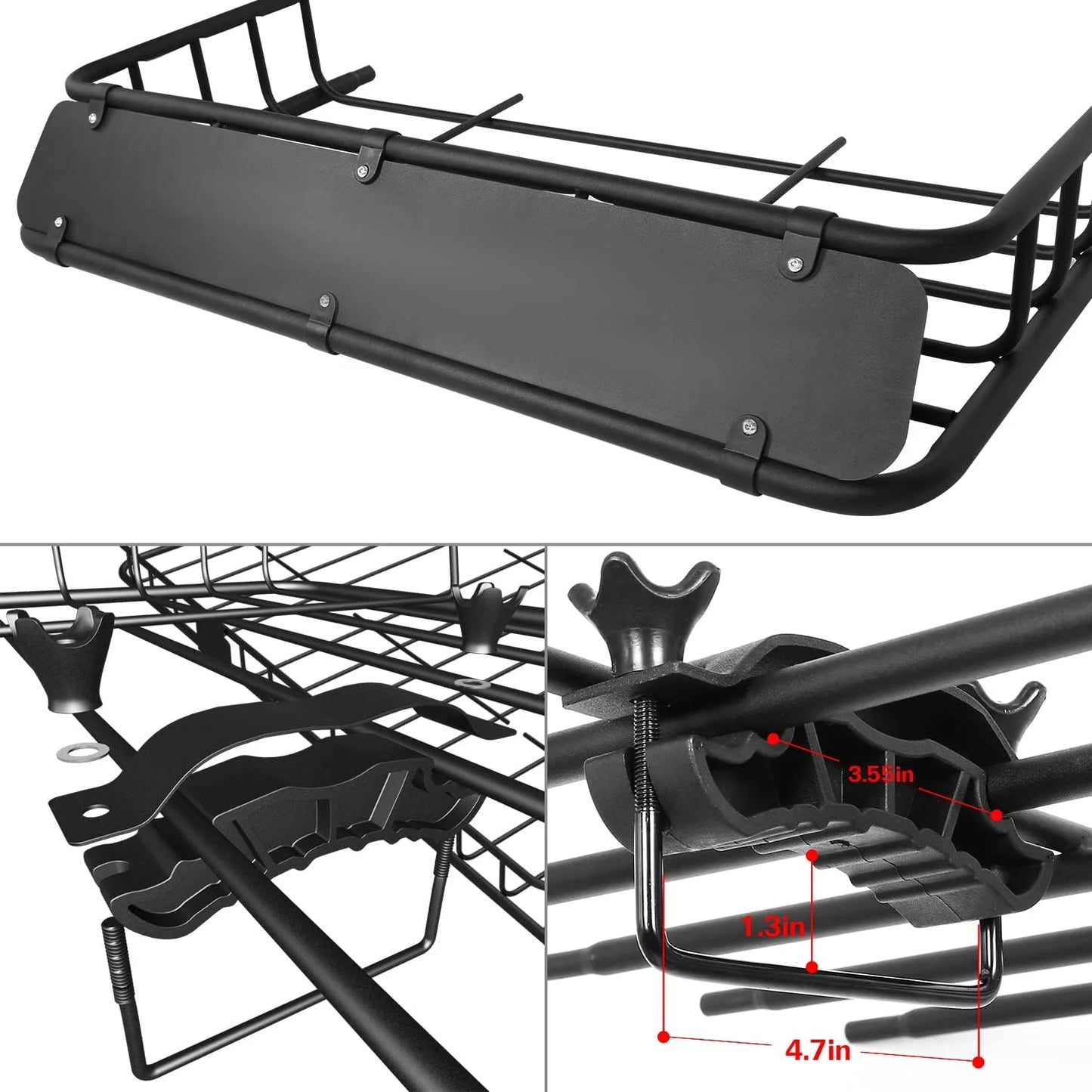 Eyoloty heavy duty 64"x 39" roof rack, rooftop cargo carrier basket with waterproof bag, tie down strap, net, rack extension and car top luggage holder for suv, 150lb capacity, steel construction