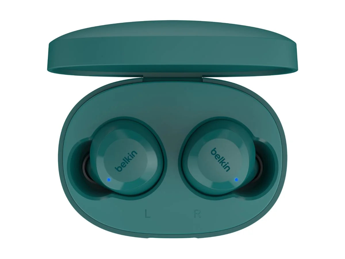 Belkin soundform™ bolt, true wireless earbuds, wireless charging, ipx5 sweat and water resistant, usb-c, up to 28 hours of battery life, iphone, galaxy, pixel and more - teal