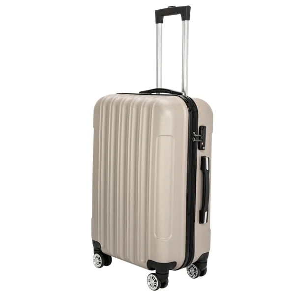 Capri luggage set 3 piece lock spinner wheels luggage carry on suitcase(20/24/28), champagne