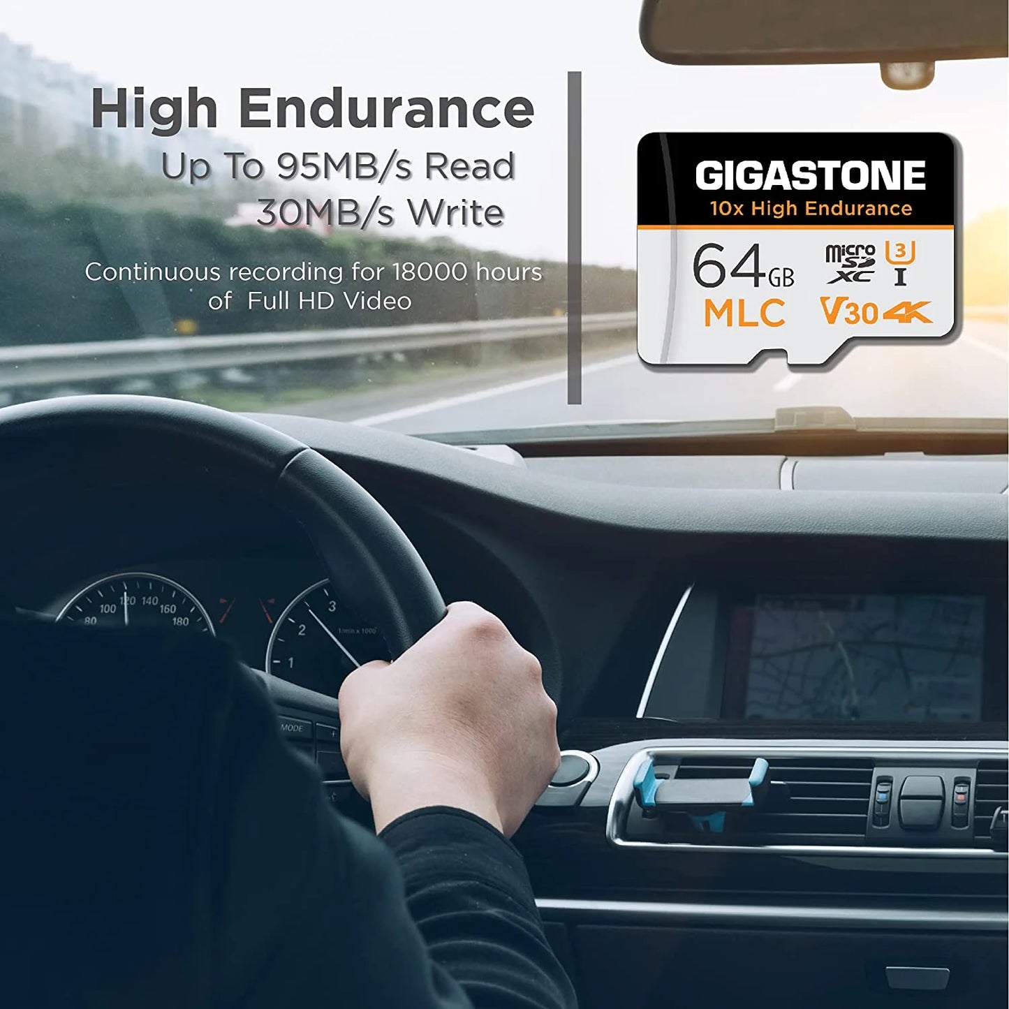 Gigastone 64gb mlc micro sd card, 10x high endurance (mlc) 4k video recording, security cam, dash cam, surveillance compatible 100mb/s, u3 c10, 2 pack (2x64gb)