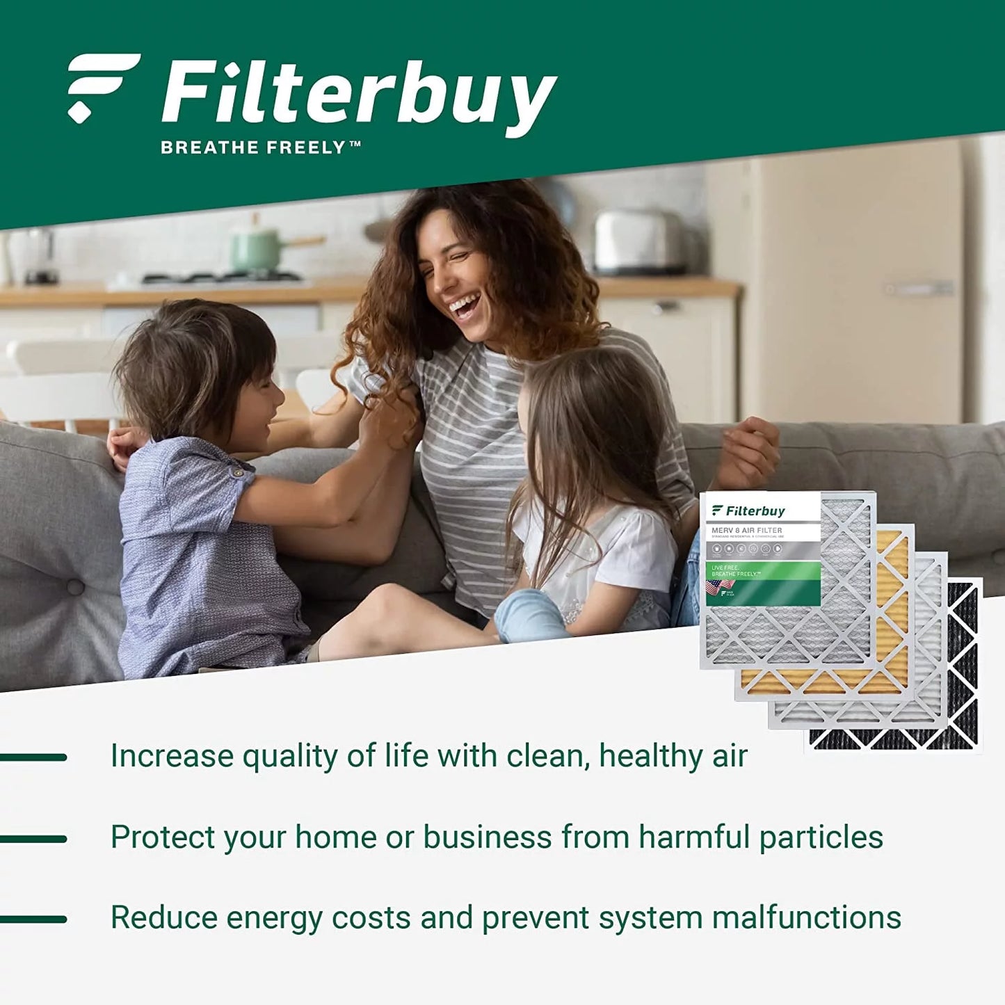 Filterbuy 14x25x1 merv 8 odor eliminator pleated hvac ac furnace air filters with activated carbon (12-pack)