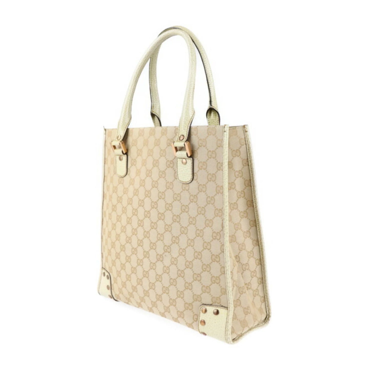 Pre-owned gucci gucci tote bag 124261 gg canvas leather beige ivory (good)