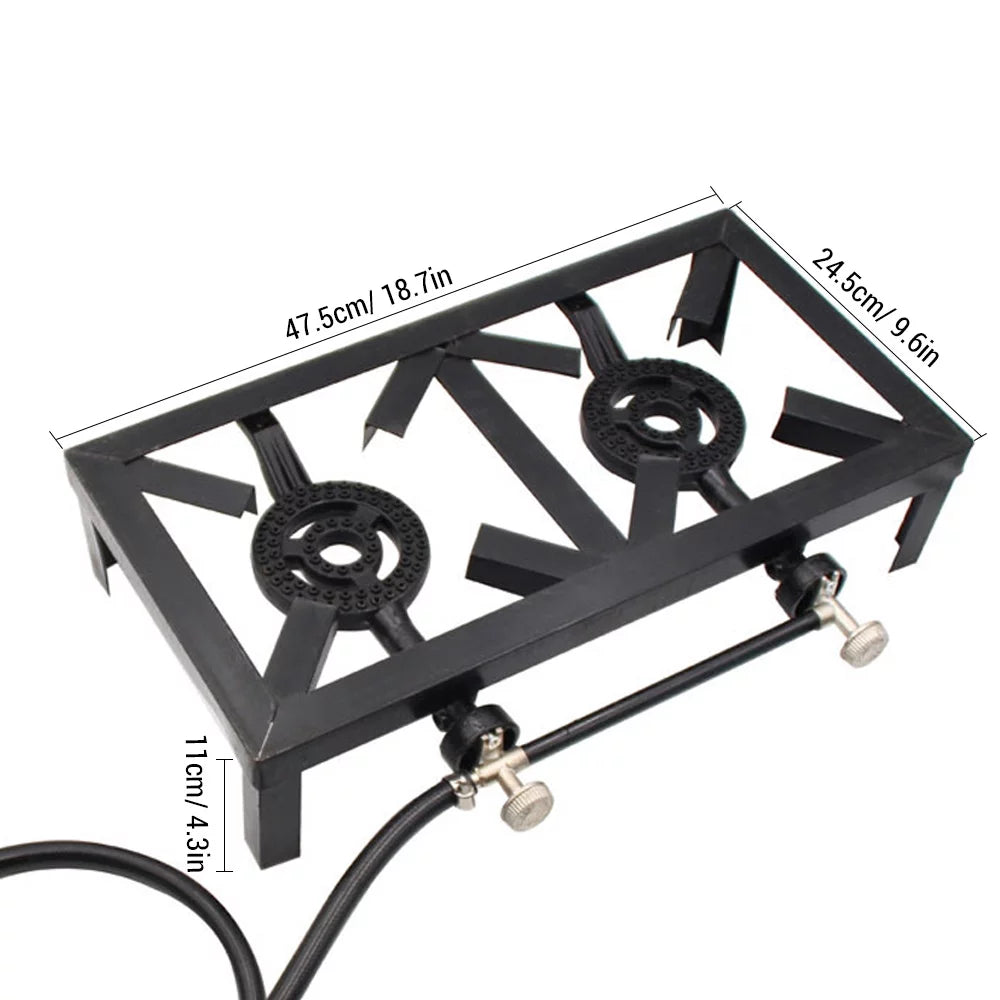 Owsoo propane gas double cast iron stove for patio camping bbq cooking (standard), furnace for excursions