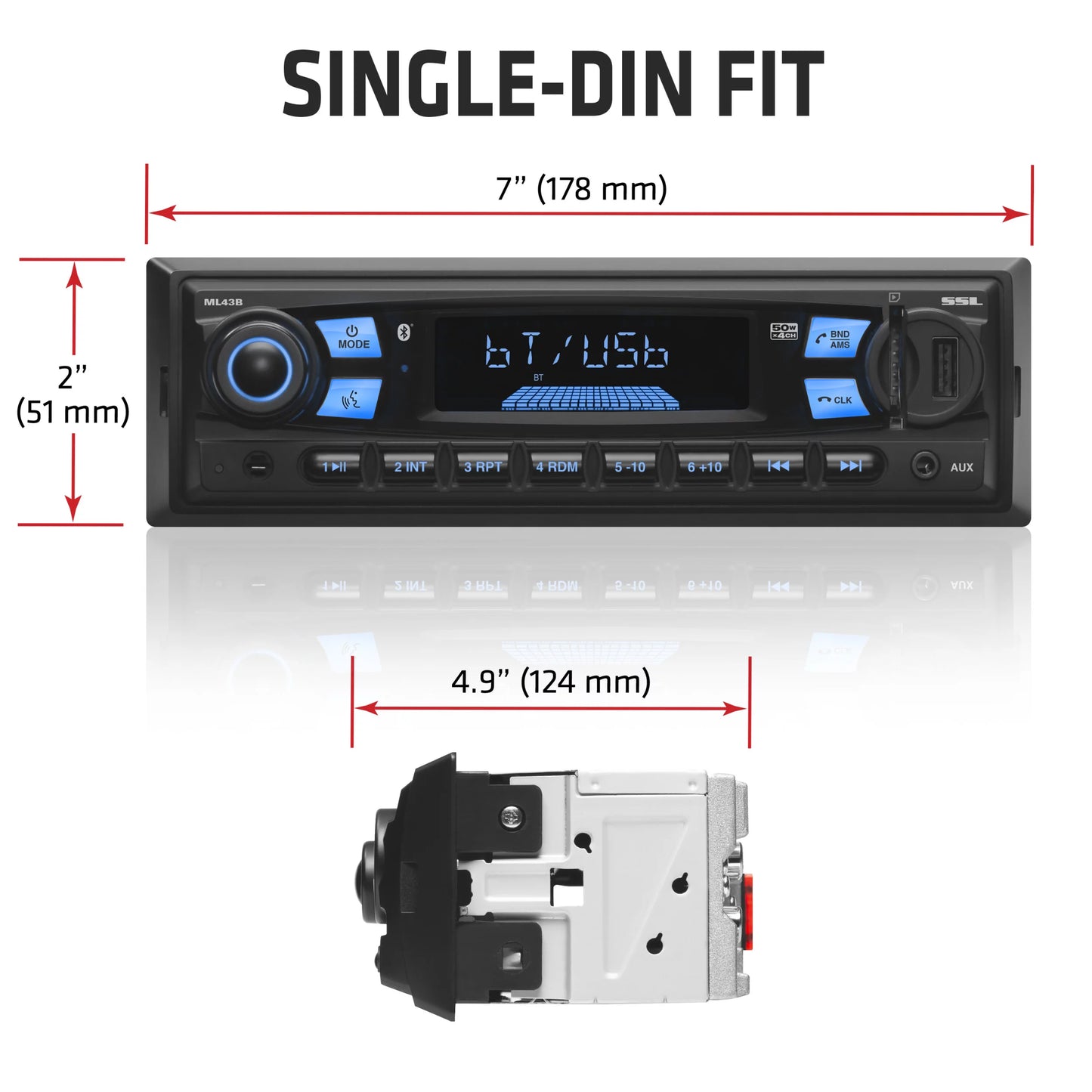 Sound storm laboratories ml43b car stereo, no cd, bluetooth, usb, sd, am/fm