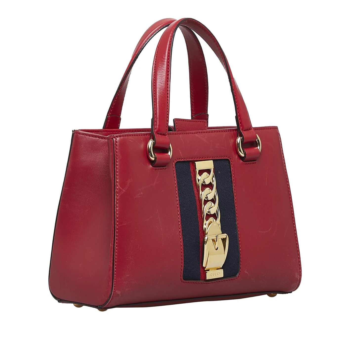 Pre-owned authenticated gucci sylvie satchel calf leather red unisex (good)