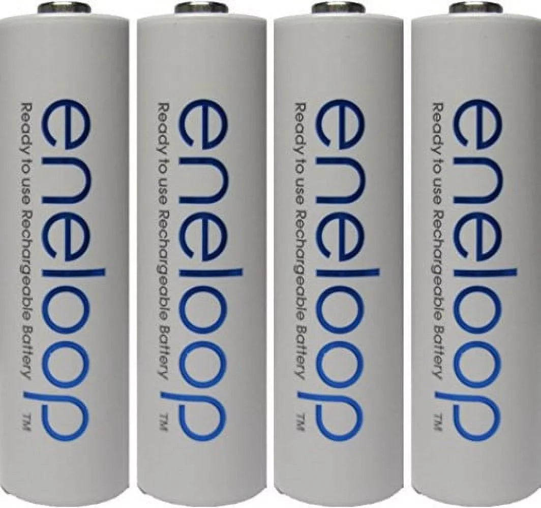 4 pack newest version panasonic eneloop 4th generation aa nimh pre-charged 2100 times rechargeable batteries + free battery holder