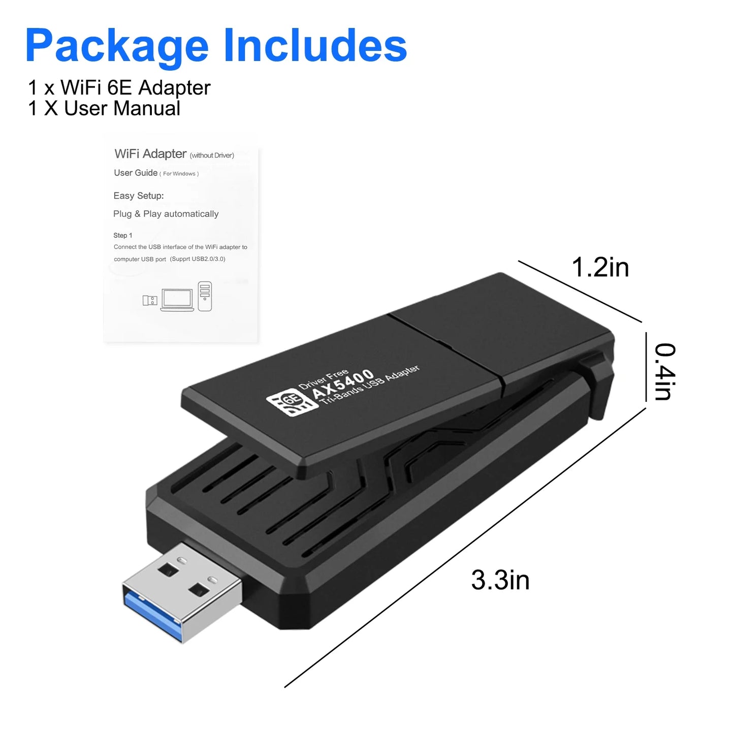 Celectigo ax5400 802.11ax wifi 6e usb 3.0 wifi adapter ,for pc notebook computer tri band 6ghz/5ghz/2.4ghz, wpa3, wireless usb wifi dongle network adapter,only compatible with windows 11/10, driver free,black