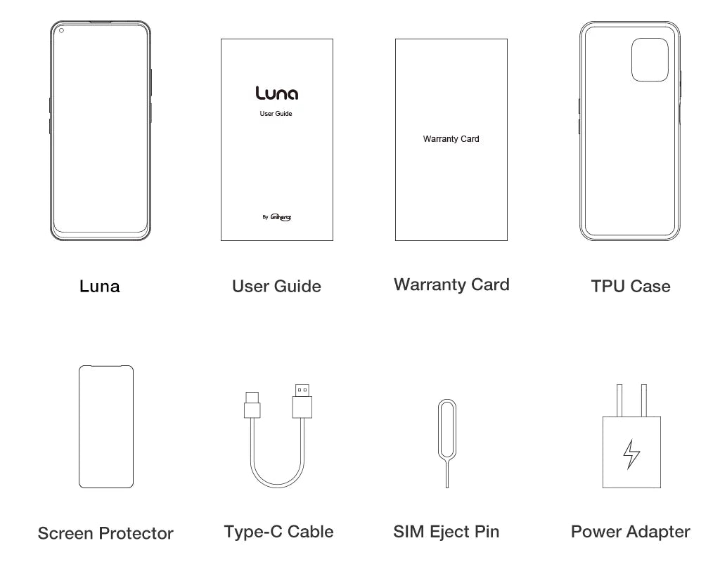 Unihertz luna (white) - colorful led light, android 12 4g smartphone, 108mp camera, 5000 mah battery and fast charging, nfc, unlocked smartphone with industrial transparent back design