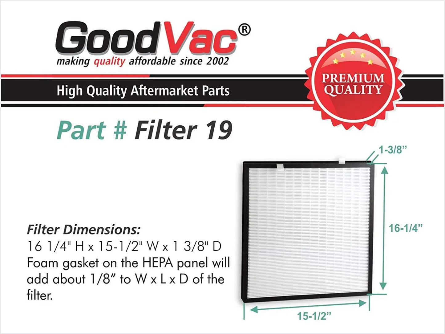 Goodvac replacement filter kit compatible with oransi max ovhm80 (replaces rfm80)