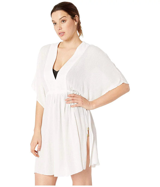 Ralph lauren crinkle rayon cover up tunic dress, choose sz/color: xl/white