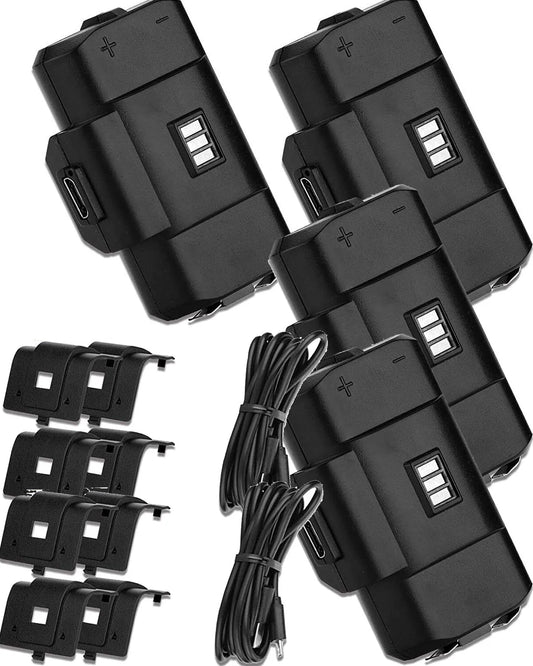 4x rechargeable battery pack with 8pcs battery covers for xbox one x/s series x/s controller