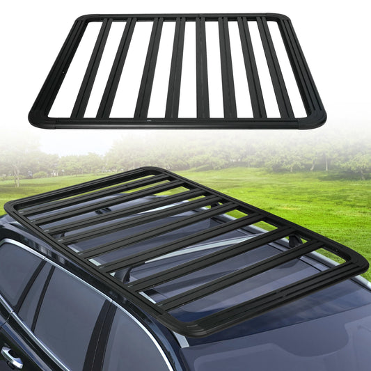 67"x52" aluminum car roof platform, universal rooftop cargo carrier system max 660lbs load, black fits for suv truck cars