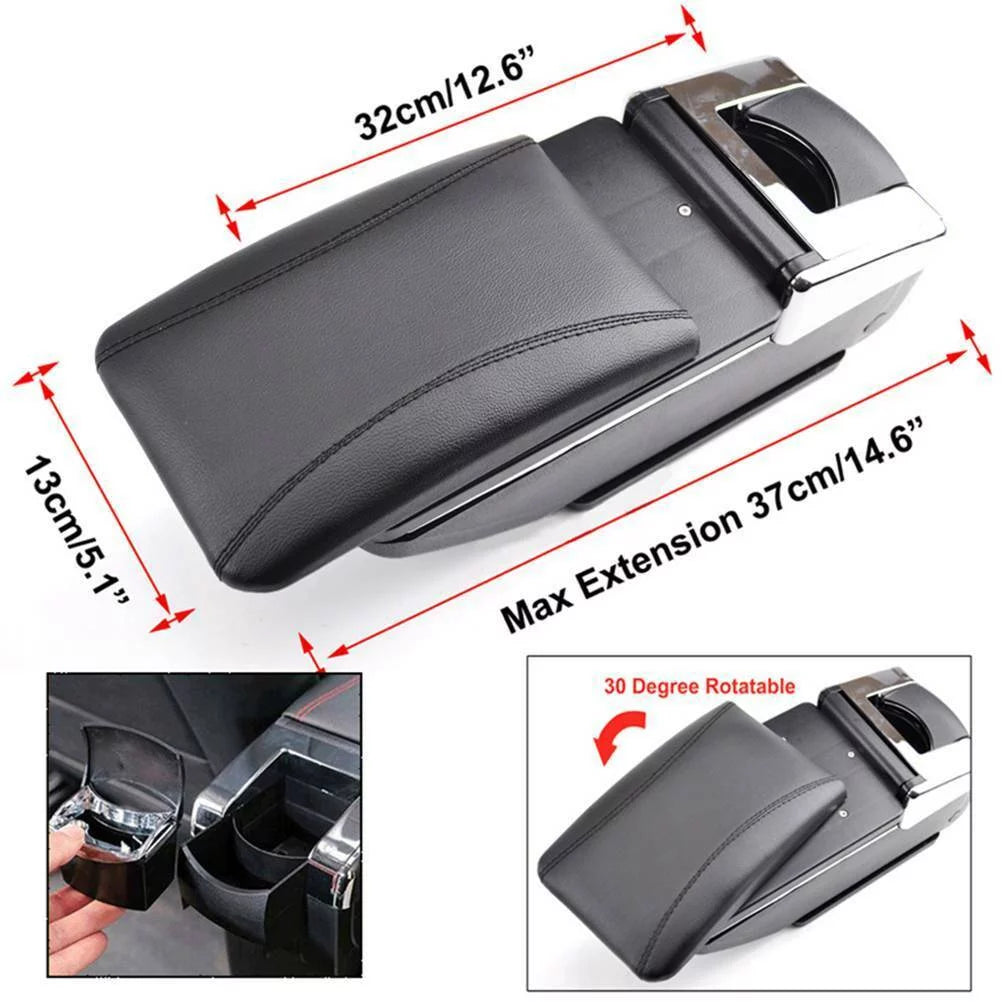 Oukaning black leather center console storage box rotatable car center console armrest box for nissan versa tiida latio 2007-2011