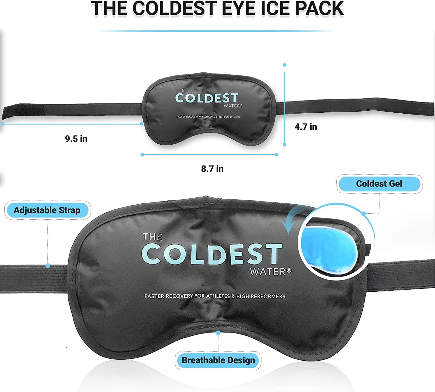 Coldest cooling eye mask gel eye mask reusable cold eye mask for puffy eyes, eye ice pack eye mask with soft plush backing for dark circles, migraine, stress relief