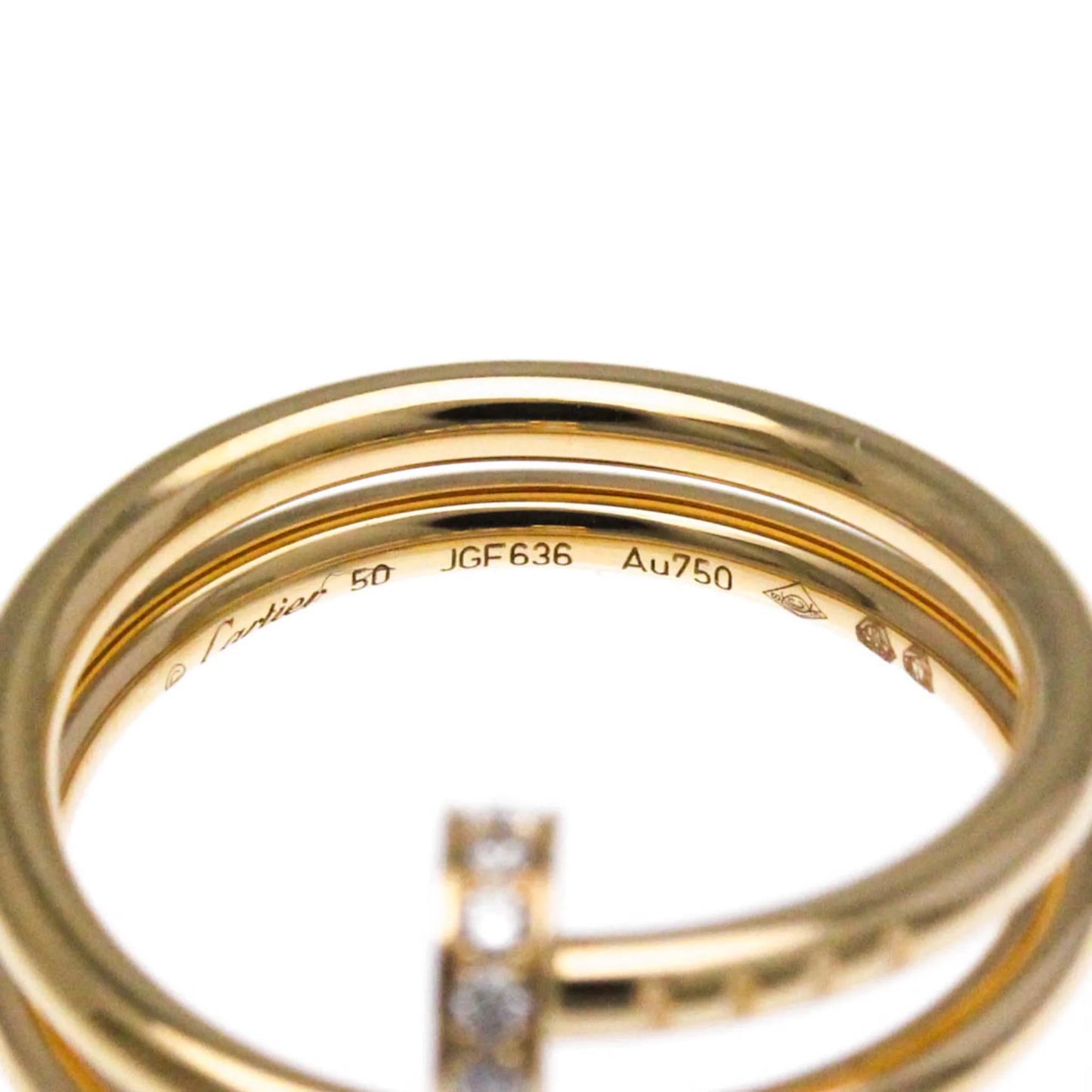 Pre-owned cartier juste un clou b4210850 pink gold (18k) fashion diamond band ring pink gold (good)