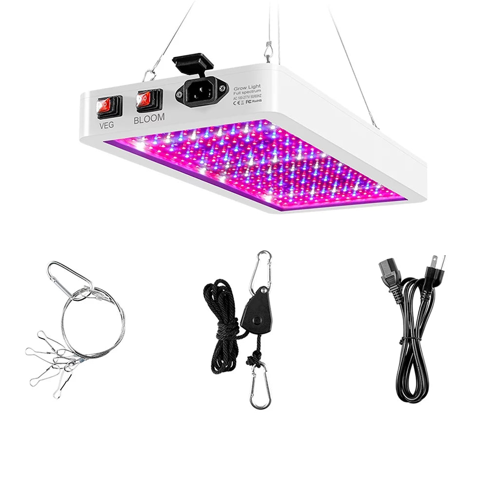 Andoer 2000w led grow light for indoor plants 312 leds full spectrum veg and bloom dual switch ip65 waterproof hanging plant growing lamps for seedlings flowers greenhouse