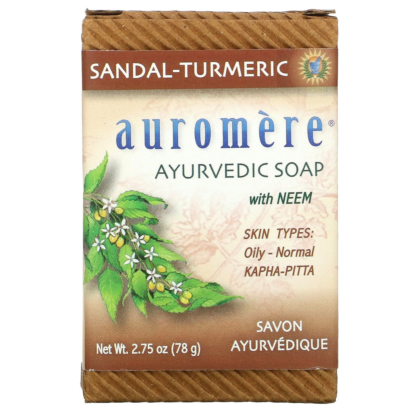 Ayurvedic bar soap with organic neem sandal-turmeric - 2.75 oz. by auromere (pack of 6)