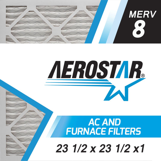 Aerostar 23 1/2x23 1/2x1 merv  8, pleated air filter, 23 1/2 x 23 1/2 x 1, box of 6, made in the usa