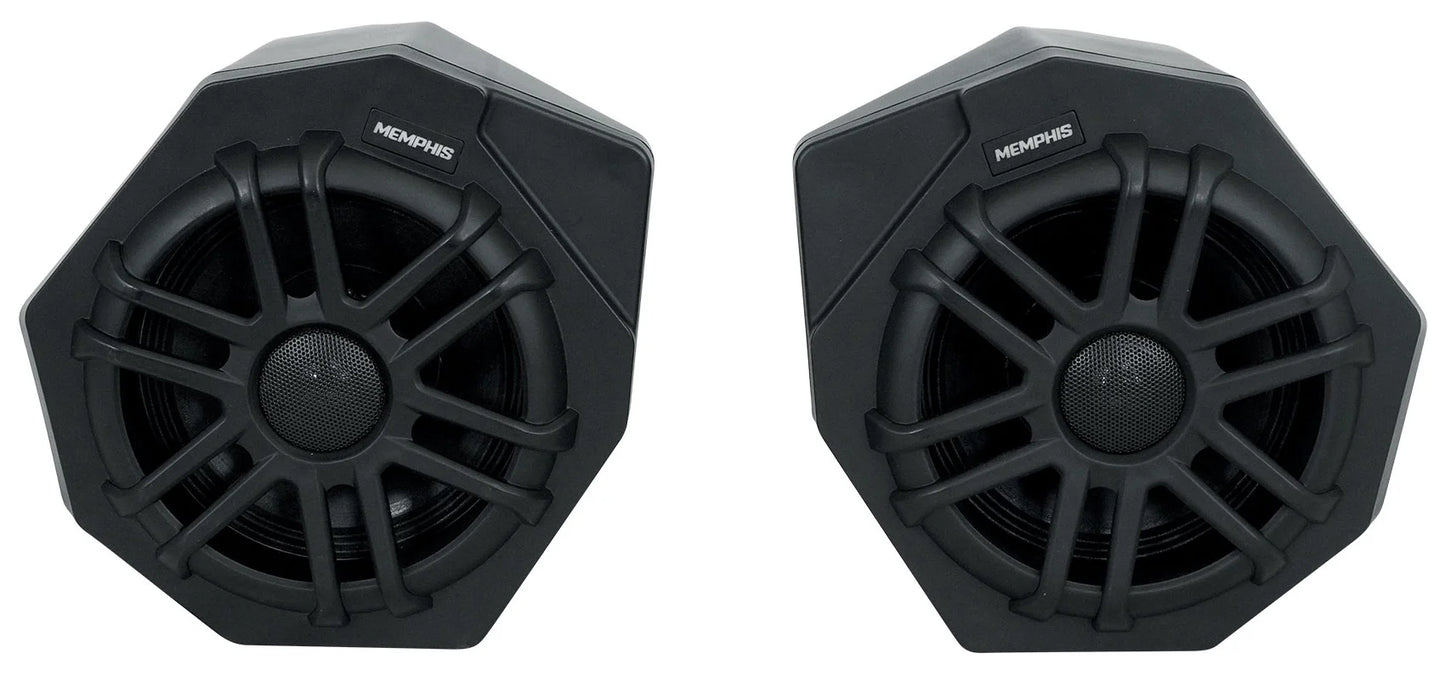 (2) memphis canamx365fe speakers+pods+led tower speakers+amp for 2017+ can am x3