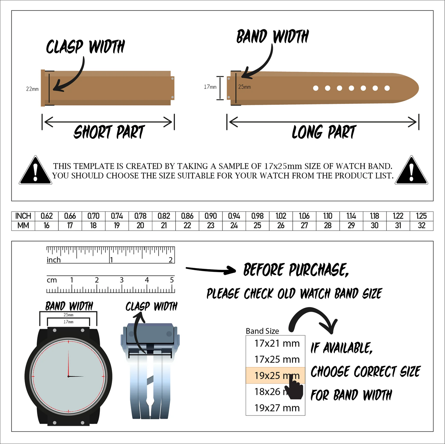 Wbh band fits for 44mm hublot big bang classic fusion, silicone watch band, 25mm band width, 22mm buckle width