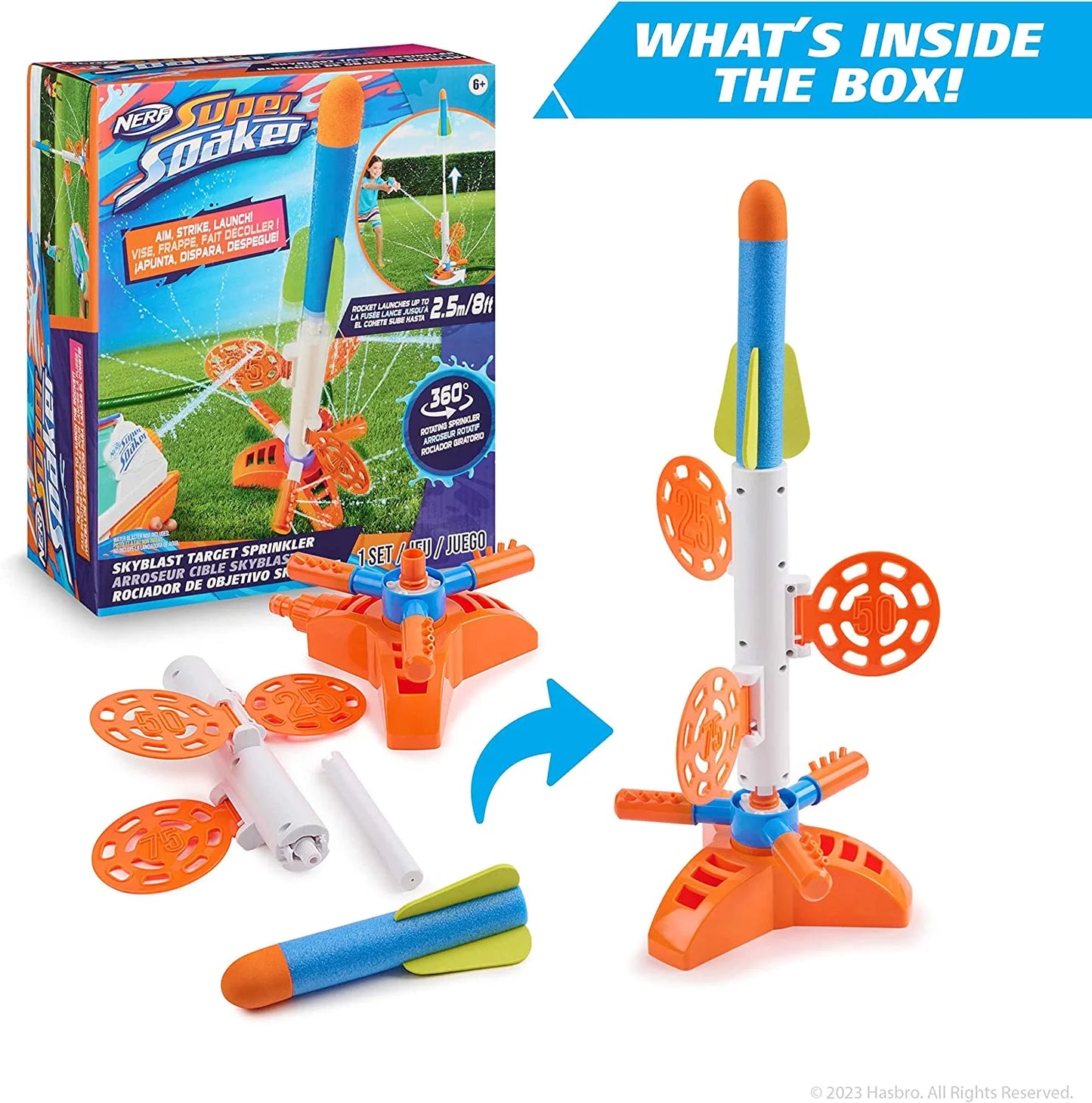 Nerf super soaker skyblast target sprinkler for kids outdoor play – summer water games