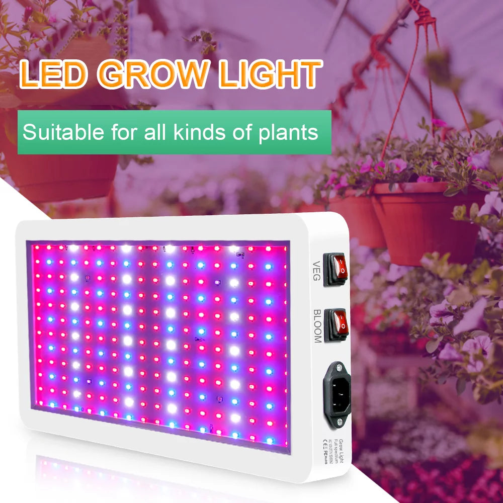 Andoer 2000w led grow light for indoor plants 312 leds full spectrum veg and bloom dual switch ip65 waterproof hanging plant growing lamps for seedlings flowers greenhouse