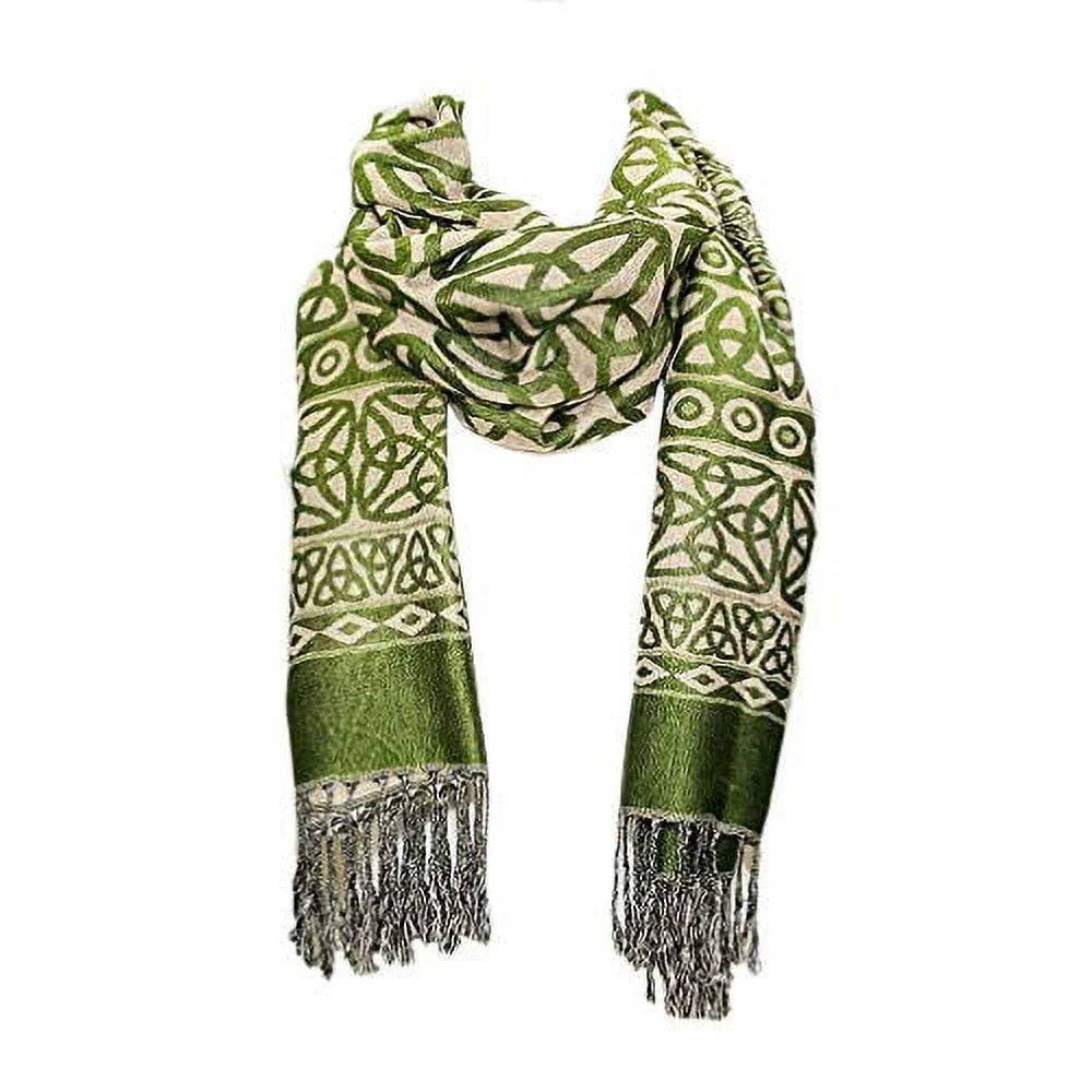 Adult female moss green celtic knot scarf made by celtic clothing