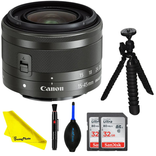 Canon ef-m 15-45mm f/3.5-6.3 is stm lens (graphite) - buzzphoto basic bundle