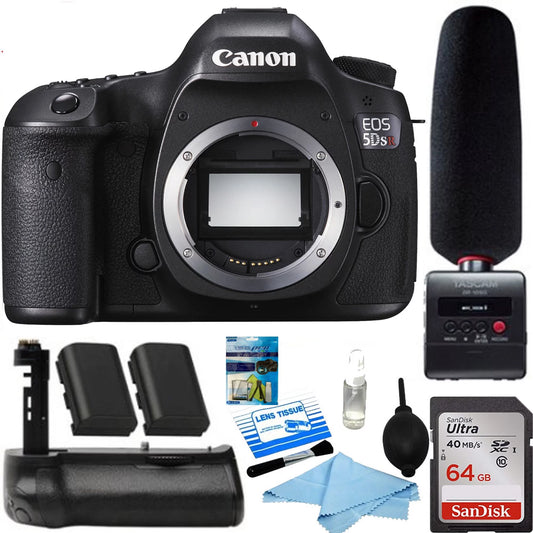 Canon eos 5ds r 50.6mp dslr camera (body) +tascam audio recorder & microphone kit