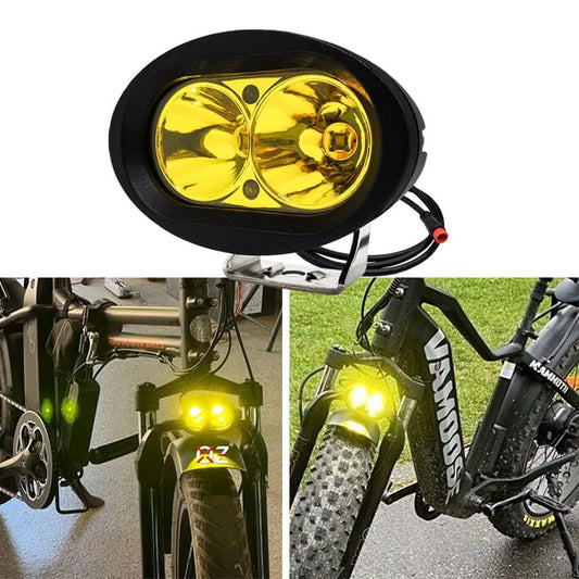 Oz-usa e-bike high output led headlight neon yellow compatible with vamoose mammoth rad power bikes radmini radrover radexpand radrunner