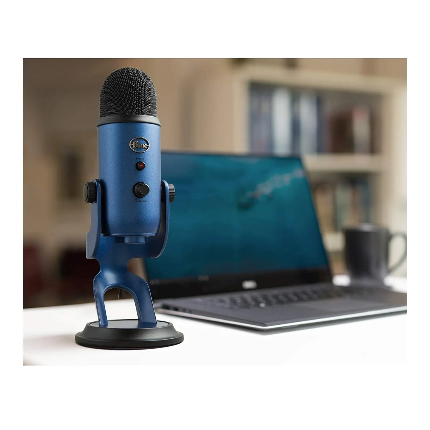 Blue microphones yeti microphone (midnight blue) with boom arm stand, pop filter and shock mount